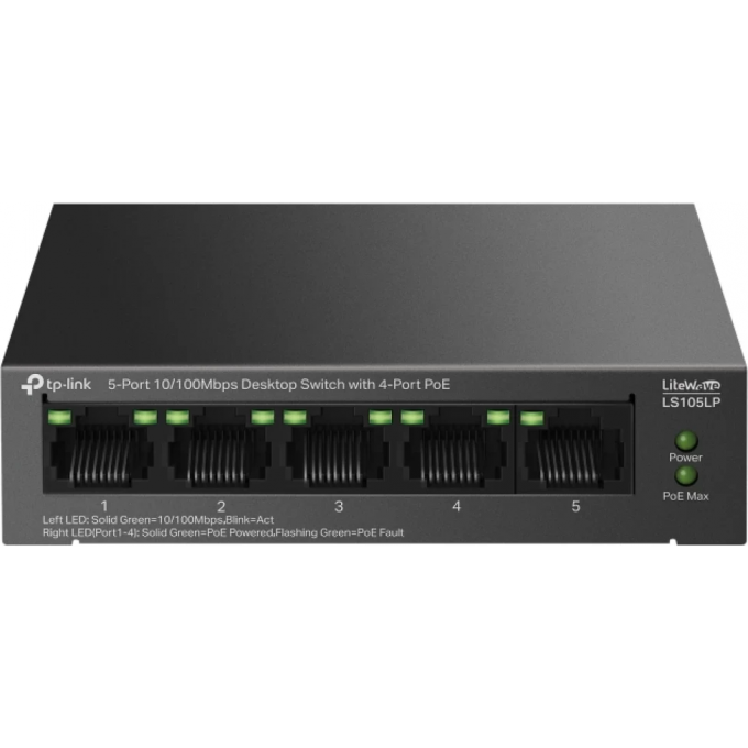Коммутатор TP-LINK 5-портовый 10/100/1000 Мбит/с LS105LP Коммутатор TP-LINK 5-портовый 10/100/1000 Мбит/с LS105LP