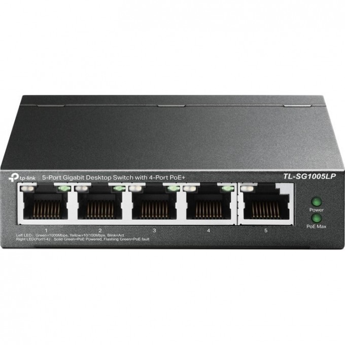 Коммутатор TP-LINK 5-портовый с 4 портами PoE+ TL-SG1005LP Коммутатор TP-LINK 5-портовый с 4 портами PoE+ TL-SG1005LP