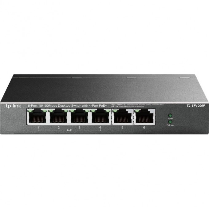 Коммутатор TP-LINK 6-портовый 10/100 Мбит/с TL-SF1006P Коммутатор TP-LINK 6-портовый 10/100 Мбит/с TL-SF1006P
