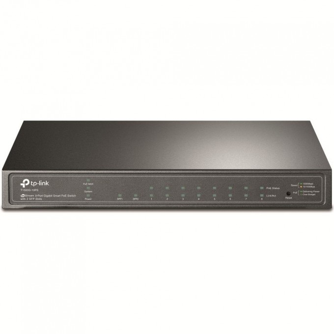 Коммутатор TP-LINK 8-портовый Smart PoE с 2 SFP-слотами T1500G-10PS (TL-SG2210P) Коммутатор TP-LINK 8-портовый Smart PoE с 2 SFP-слотами T1500G-10PS (TL-SG2210P)