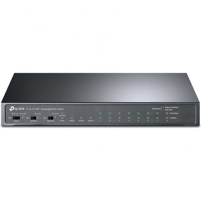 Коммутатор TP-LINK на 8 PoE+ портов 10/100 Мбит/с и 3 гигабитных порта TL-SL1311MP Коммутатор TP-LINK на 8 PoE+ портов 10/100 Мбит/с и 3 гигабитных порта TL-SL1311MP