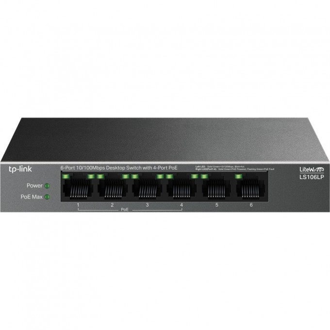 Коммутатор TP-LINK TP-Link с 6 портами 10/100 Мбит/с (4 порта PoE) LS106LP Коммутатор TP-LINK TP-Link с 6 портами 10/100 Мбит/с (4 порта PoE) LS106LP