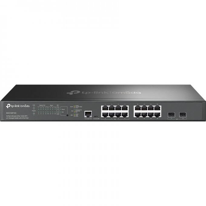 Управляемый коммутатор TP-LINK Omada уровня 2+ с 16 портами 2,5 Гбит/с (8 портов PoE+) и 2 портами SFP+ SG3218XP-M2 Управляемый коммутатор TP-LINK Omada уровня 2+ с 16 портами 2,5 Гбит/с (8 портов PoE+) и 2 портами SFP+ SG3218XP-M2