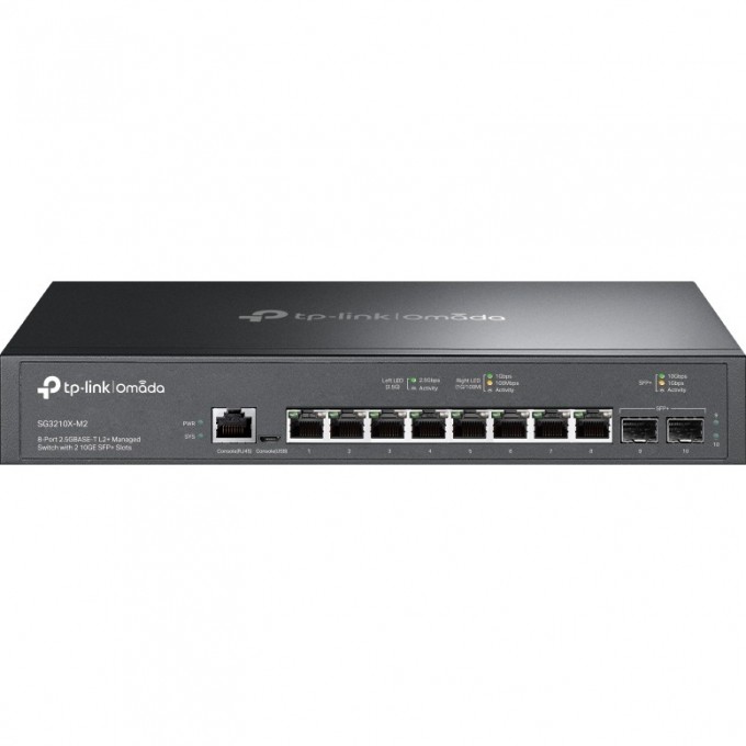 Управляемый коммутатор TP-LINK Omada уровня 2+ с 8 портами 2,5 Гбит/с и 2 портами SFP+ SG3210X-M2 Управляемый коммутатор TP-LINK Omada уровня 2+ с 8 портами 2,5 Гбит/с и 2 портами SFP+ SG3210X-M2